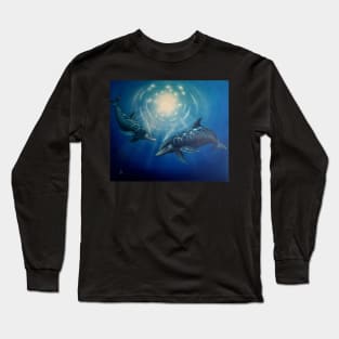 Dolphins playing underwater Long Sleeve T-Shirt